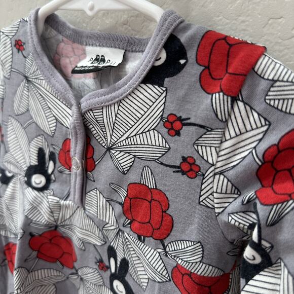 Paapii Grey Bunnies & Red Floral Long Sleeve Dress - Picture 2 of 7